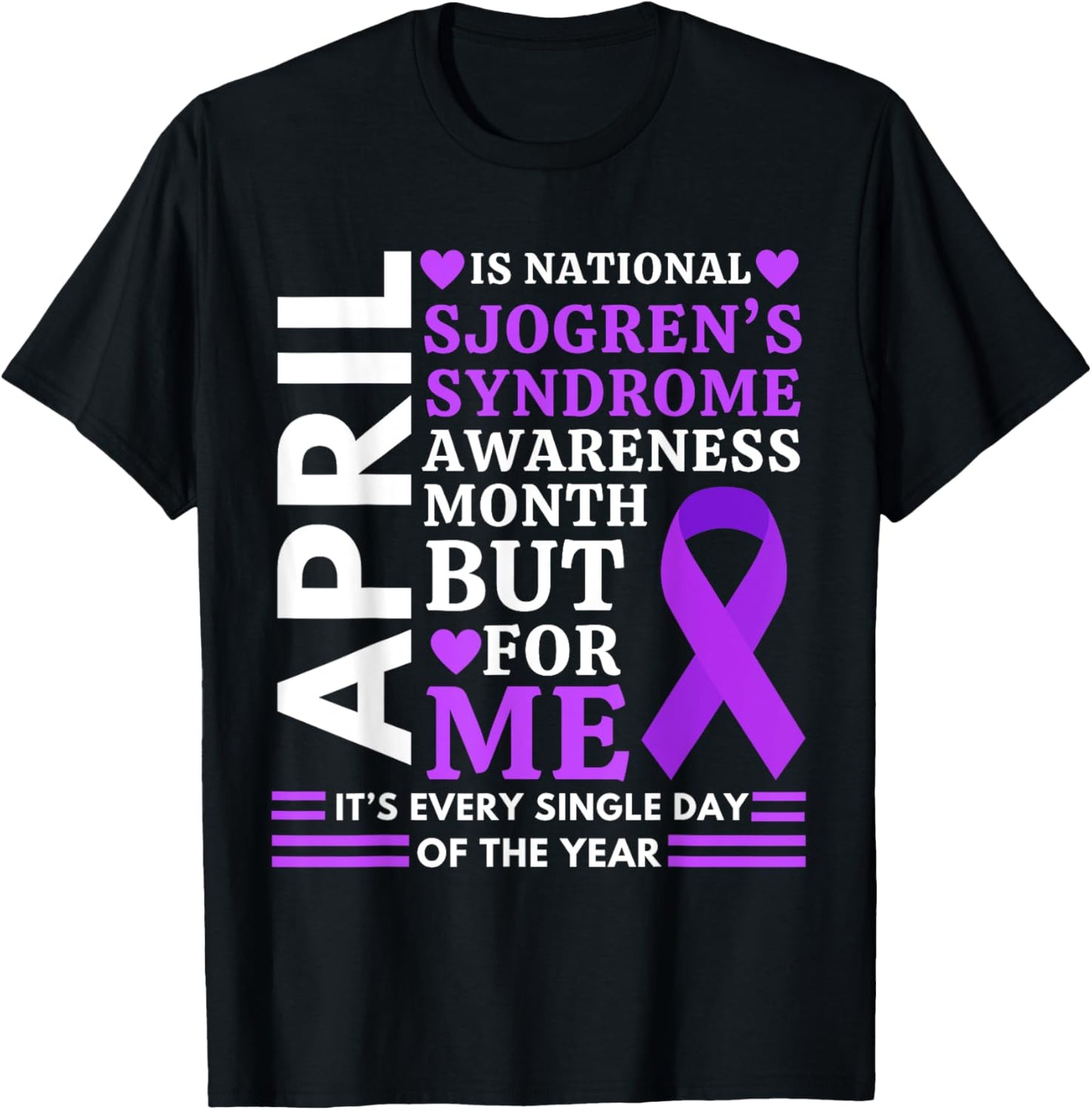 April Wear Purple Ribbon Sjögren's Syndrome Awareness T-Shirt - T-Shirt | Black