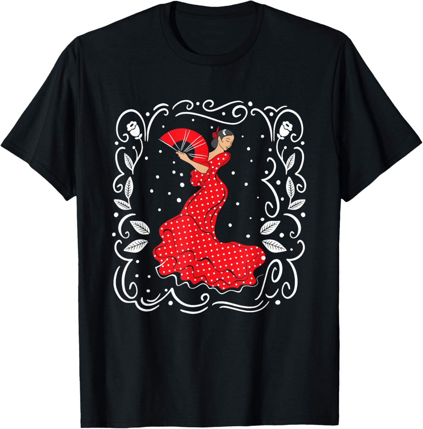 Beautiful Spain Woman | Flamenco Dancer T-Shirt - T-Shirt | Black
