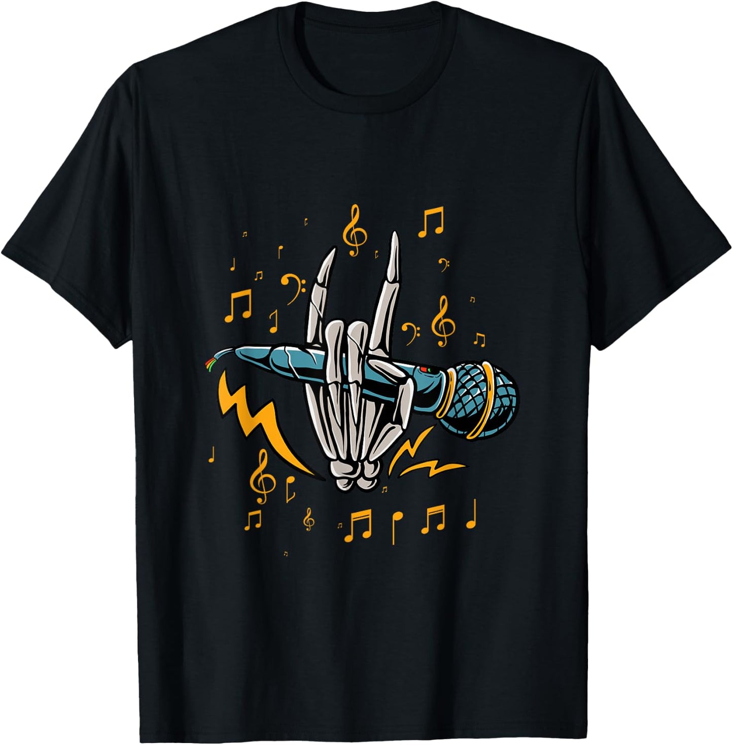 Karaoke Microphone Singer Music Singing Bar Skeleton Gift T-Shirt - T-Shirt | Black