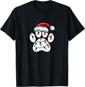 Christmas Dog Paw Christmas Dog Xmas Men Women Kids T-Shirt - T-Shirt | Black