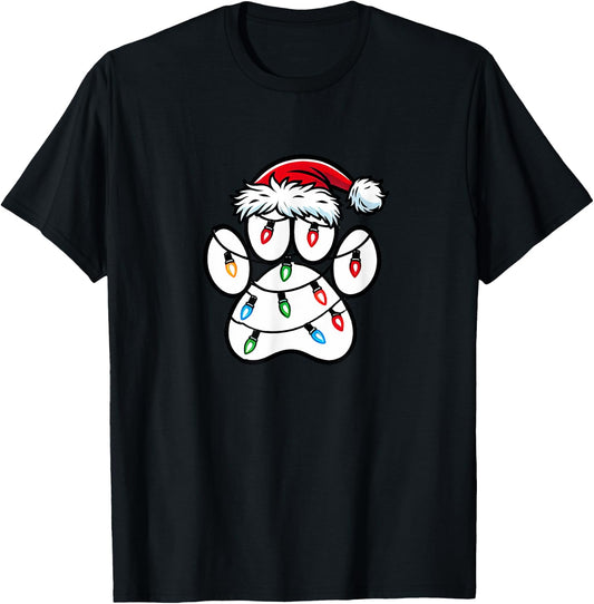 Christmas Dog Paw Christmas Dog Xmas Men Women Kids T-Shirt - T-Shirt | Black