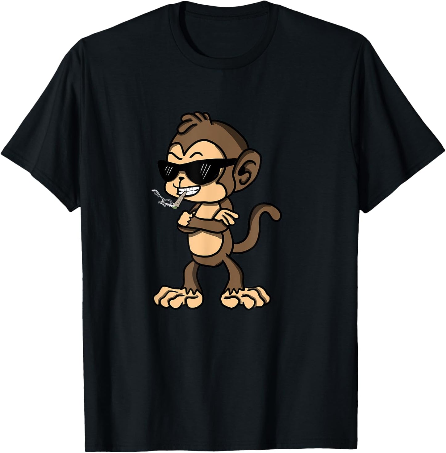 Funny Cartoon Monkey Smoking A Joint T-Shirt - T-Shirt | Black