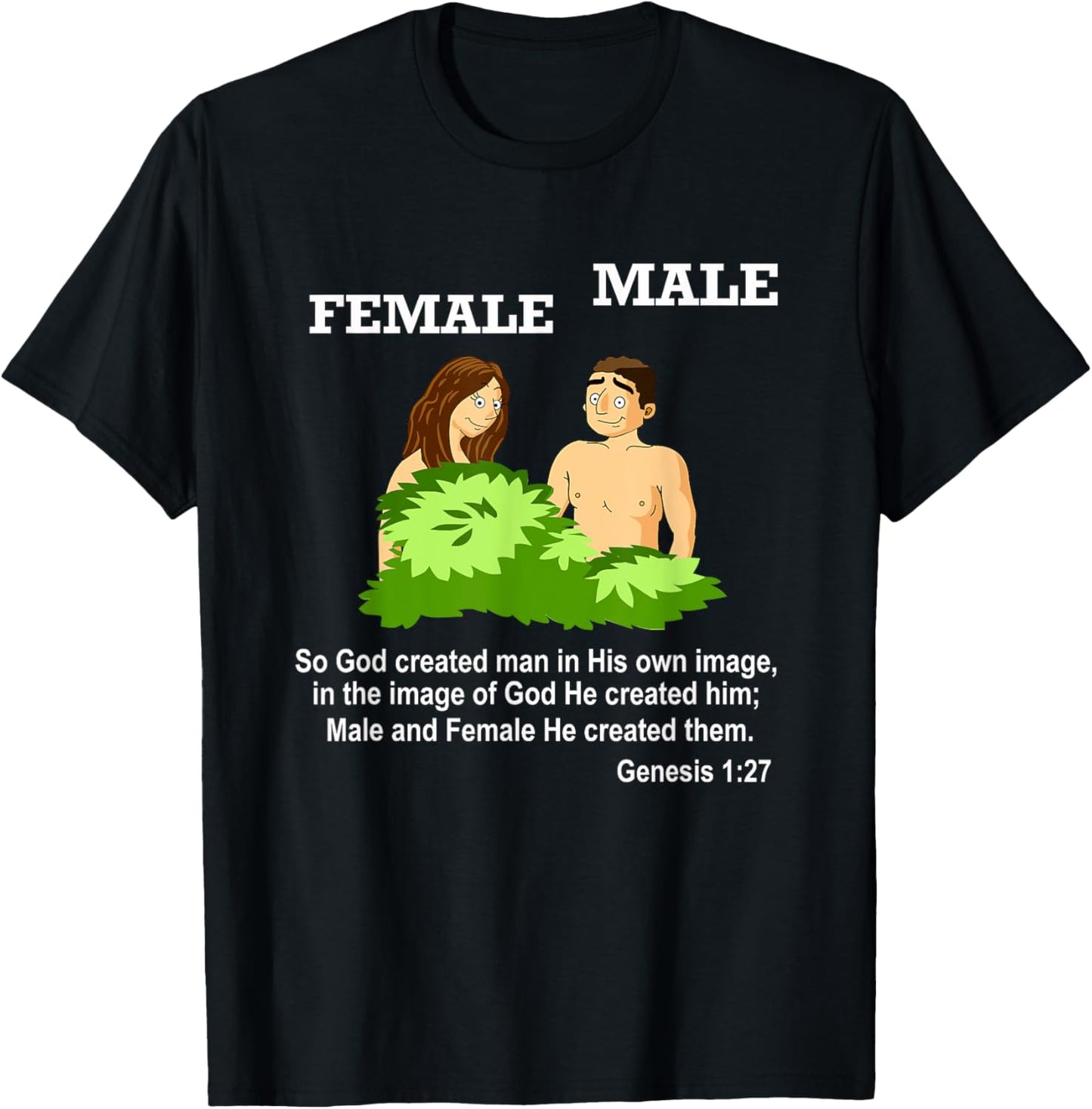 Christian Bible Verse Genesis 1 27 God Created Male Female T-Shirt - T-Shirt | Black