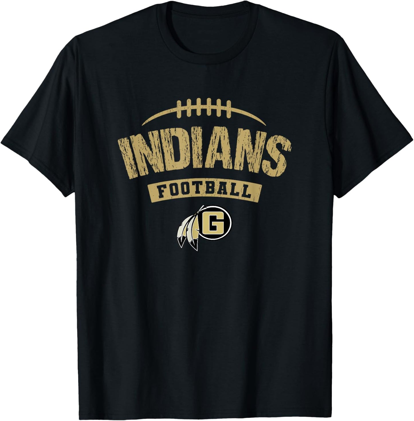 Gaffney Indians Logo Football Distressed HS T-Shirt - T-Shirt | Black