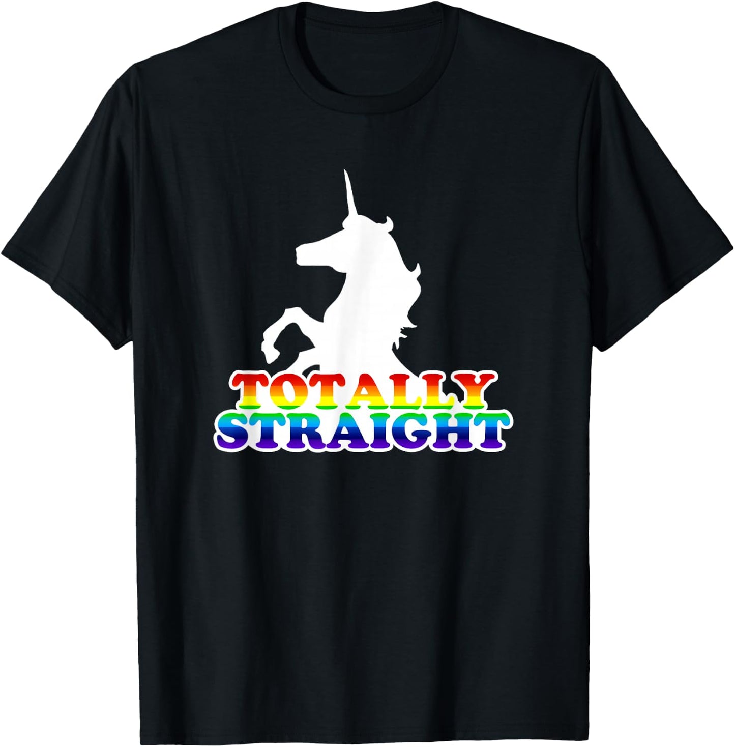 Wayward Totally Straight Unicorn - Women's Junior, Girls, Black, Short Sleeve, , Classic Fit, Cotton 65% Polyester 35%, Humorous/Ironic Design, Size Small T-Shirt - T-Shirt | Black