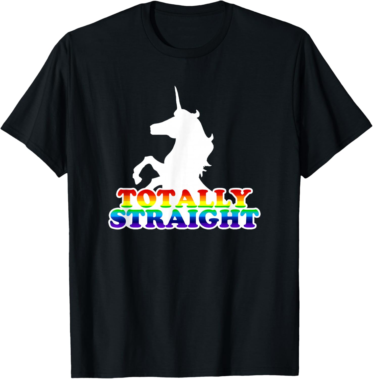 Wayward Totally Straight Unicorn - Women's Junior, Girls, Black, Short Sleeve, , Classic Fit, Cotton 65% Polyester 35%, Humorous/Ironic Design, Size Small T-Shirt - T-Shirt | Black
