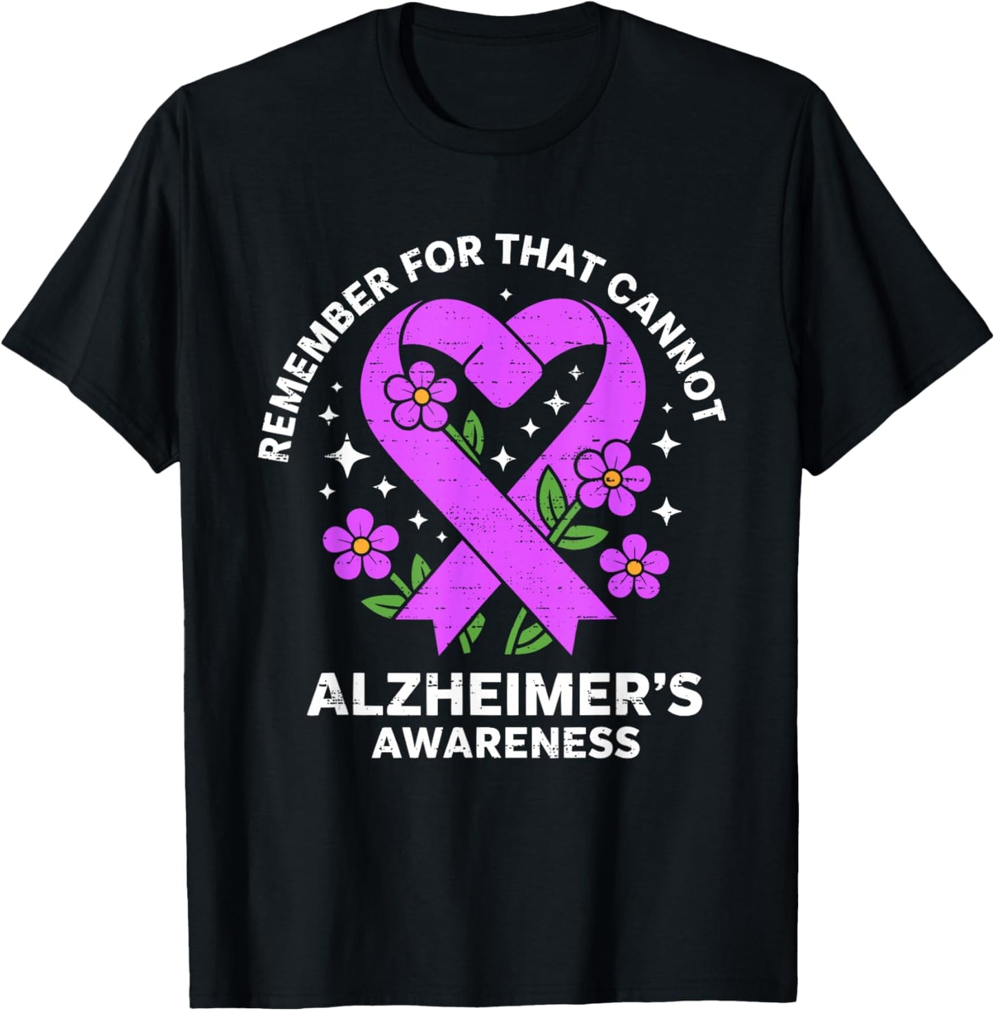 Alzheimer's Awareness Ribbon Purple Dementia Dad Mom Grandma T-Shirt - T-Shirt | Black