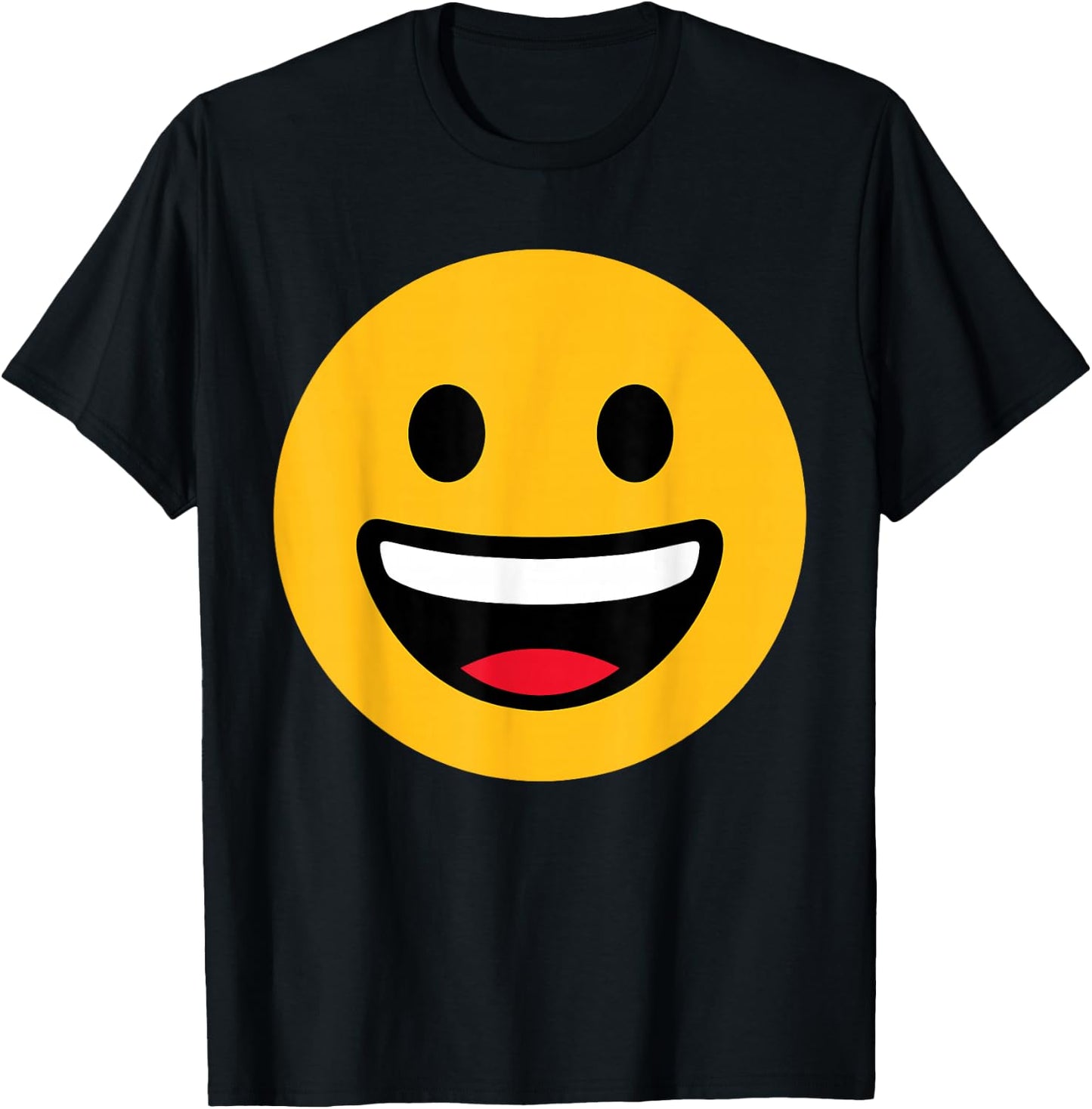 Funny Emoticon Grinning Face Happy T-Shirt - T-Shirt | Black