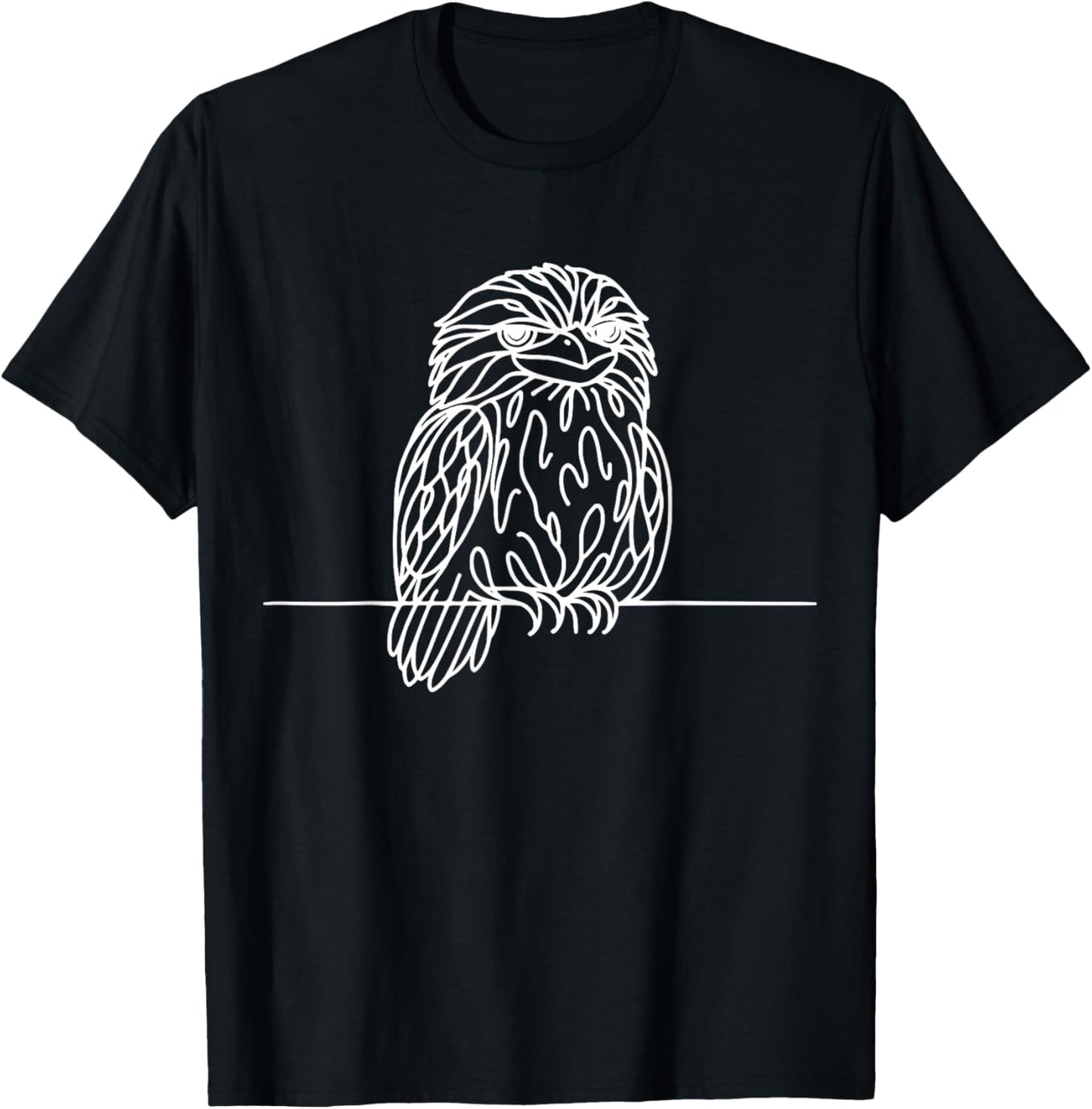 Tawny Frogmouth Bird Line Art Ornithology Design T-Shirt - T-Shirt | Black