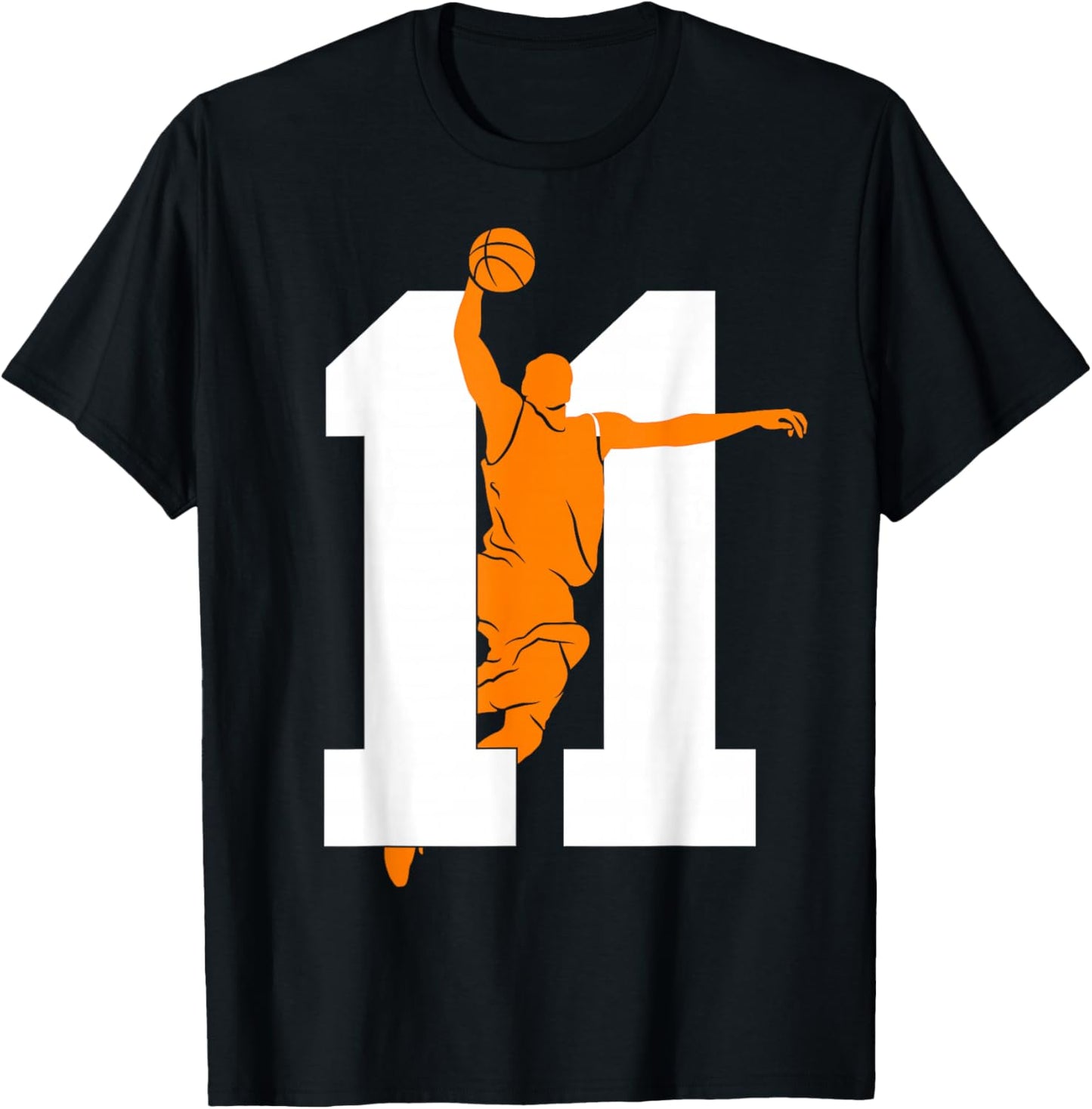 Number 11 Years Basketball 11th Birthday T-Shirt - T-Shirt | Black
