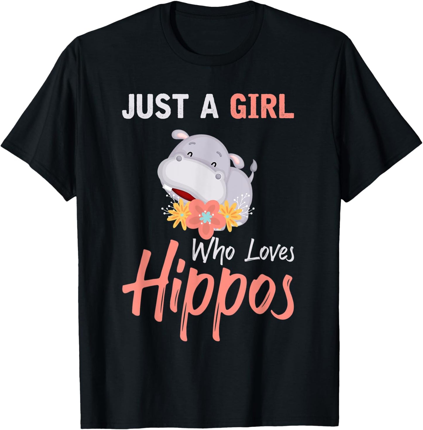 Africa Animal Hippo Girls Women Gift Hippo T-Shirt - T-Shirt | Black