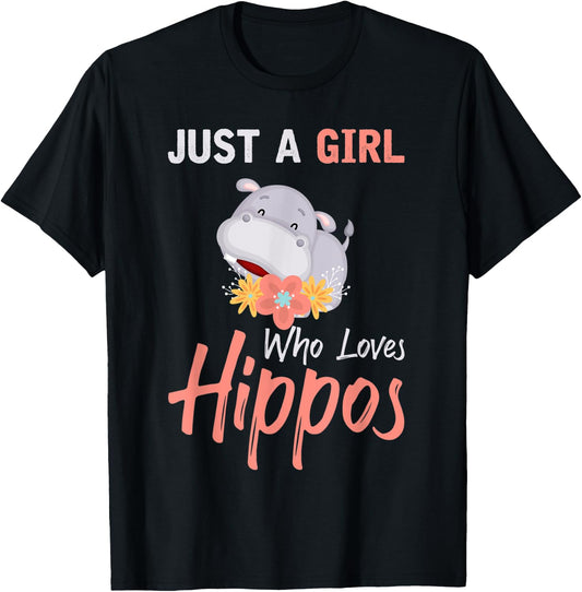 Africa Animal Hippo Girls Women Gift Hippo T-Shirt - T-Shirt | Black
