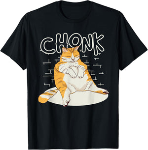 Fat Cat Chonk Scale Chonky Meme Chonker Cat T-Shirt - T-Shirt | Black