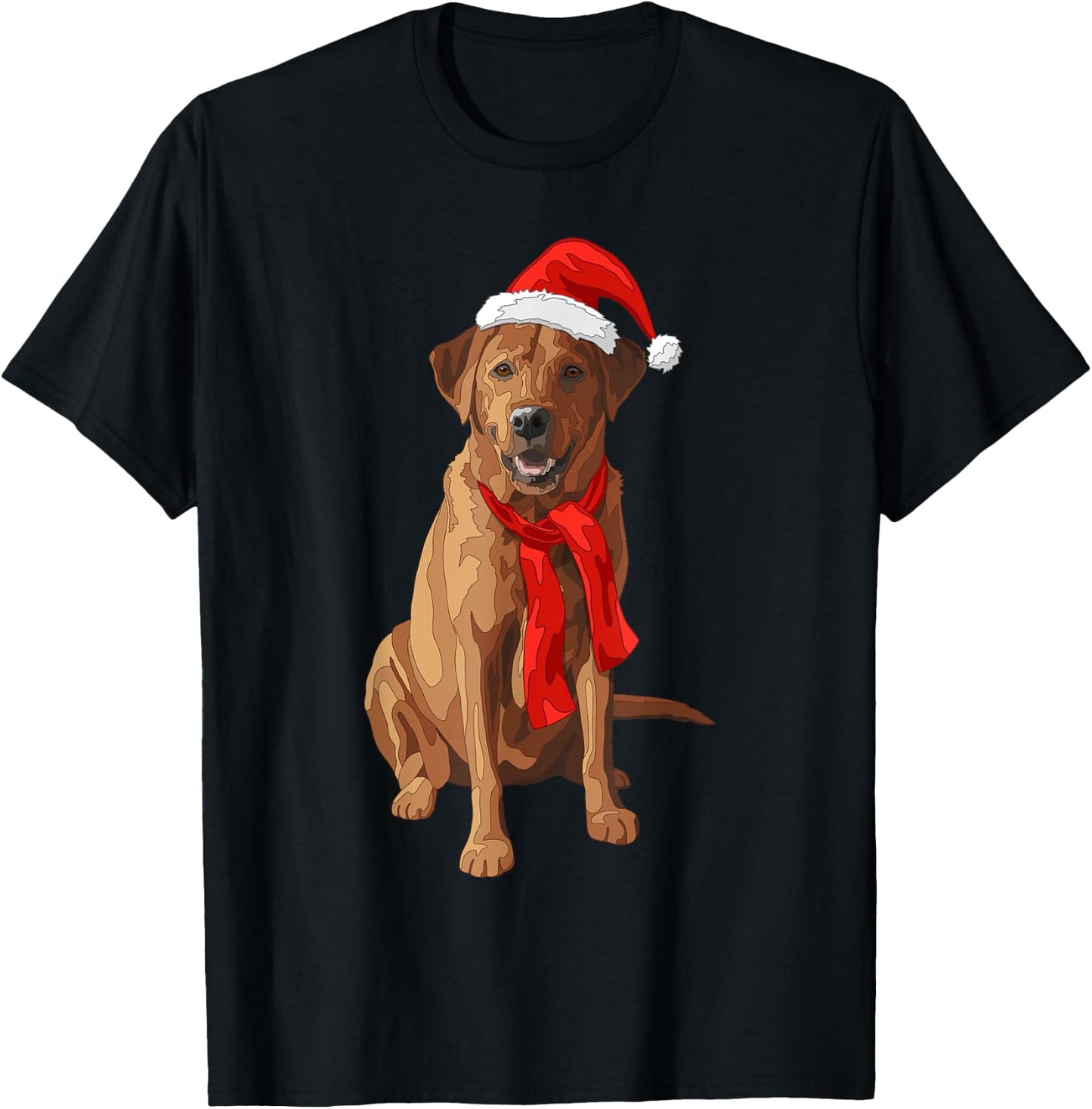 Red Labrador Retriever Dog Christmas Santa Hat Women Kids T-Shirt - T-Shirt | Black