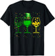 Three Wine Glasses Clover Shamrock St Patrick day Irish gift T-Shirt - T-Shirt | Black
