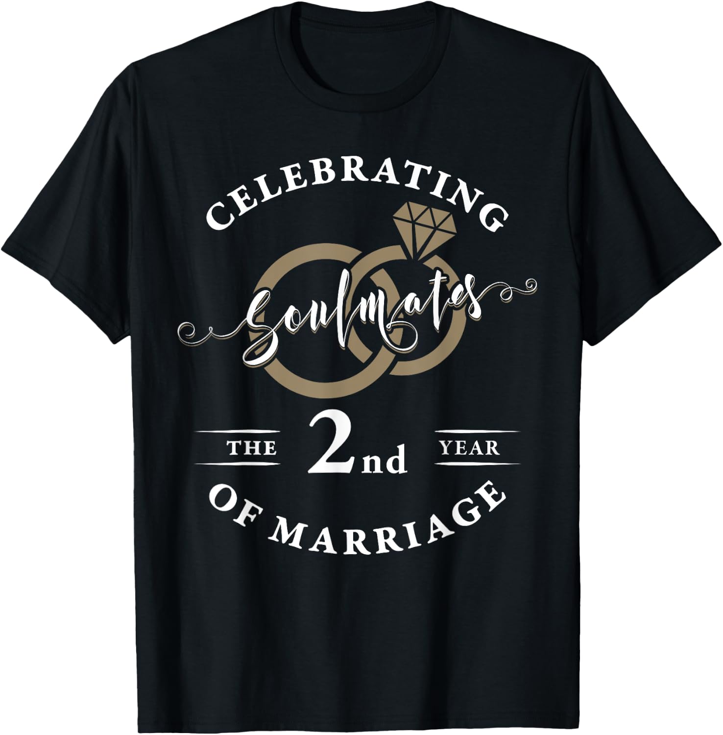 2nd Year Wedding Anniversary 2nd Marriage Couples Matching T-Shirt - T-Shirt | Black