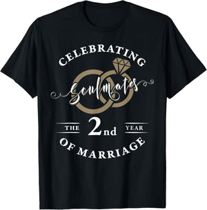 2nd Year Wedding Anniversary 2nd Marriage Couples Matching T-Shirt - T-Shirt | Black