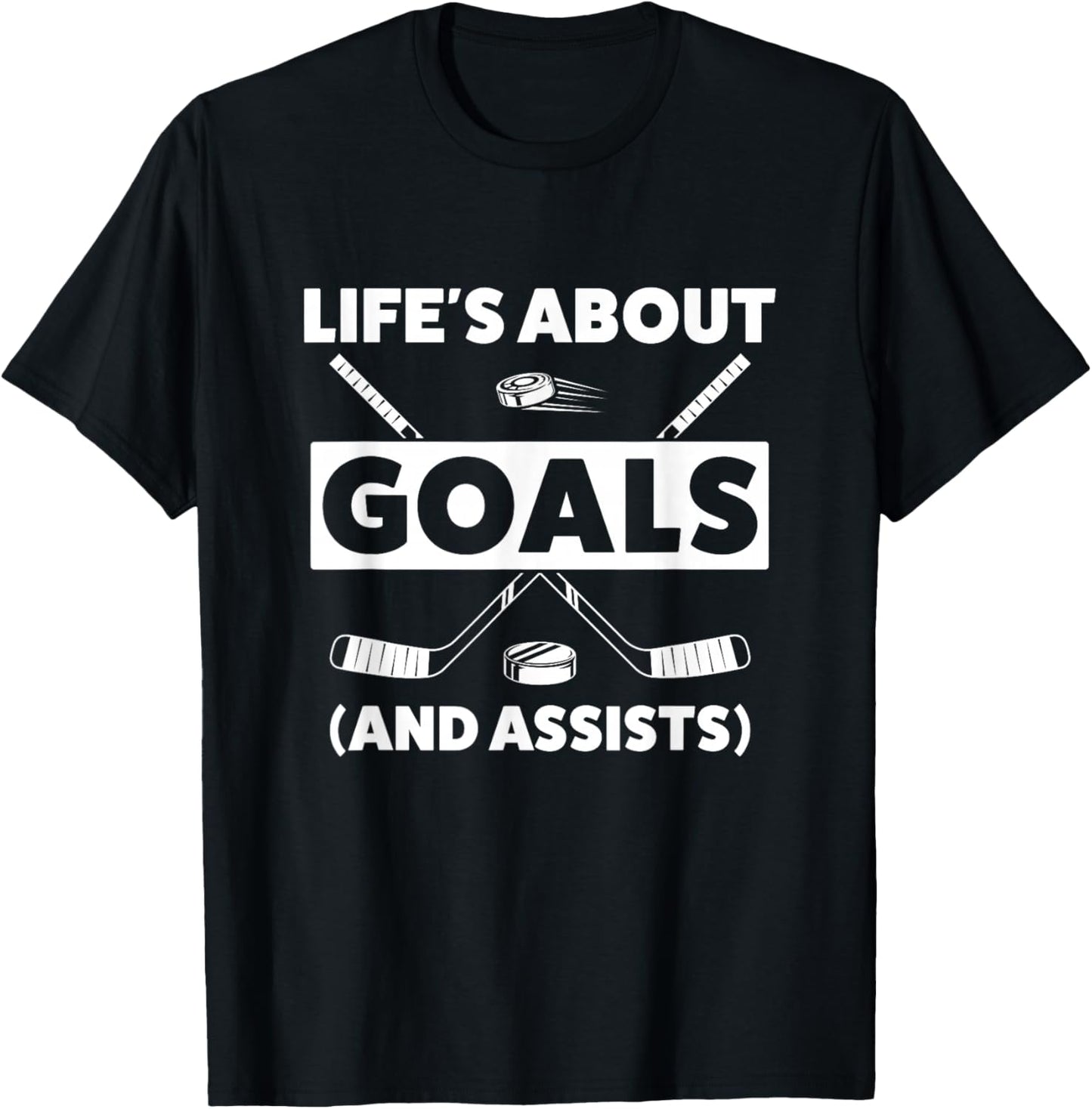 Youth Ice Hockey Design for Boys Life's About Goals T-Shirt - T-Shirt | Black