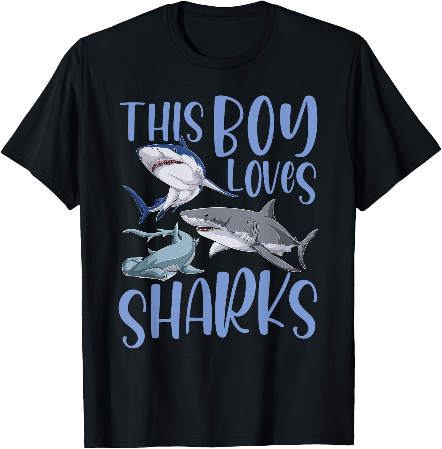 Shark Lover Kids This Boy Loves Sharks T-Shirt - T-Shirt | Black