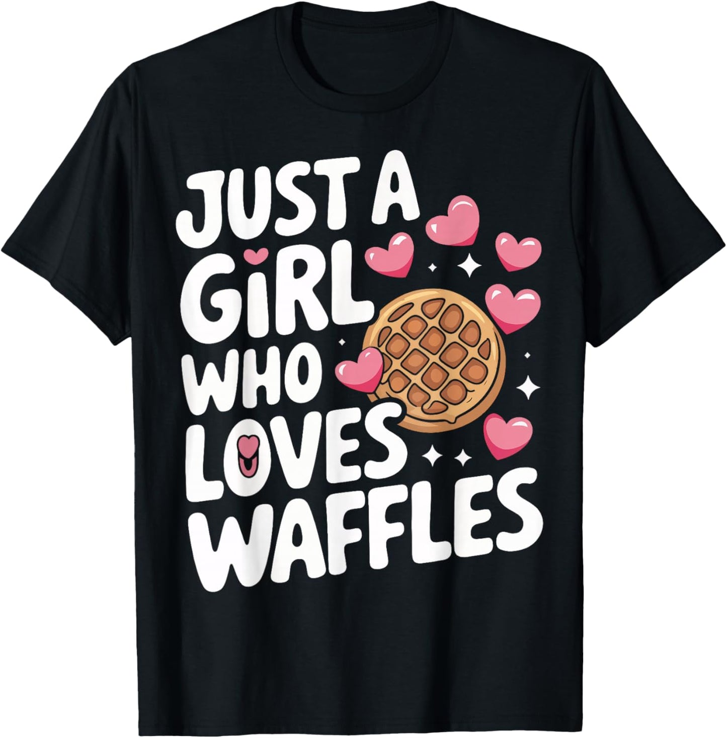 Waffles Just A Girl Who Loves Waffles T-Shirt - T-Shirt | Black