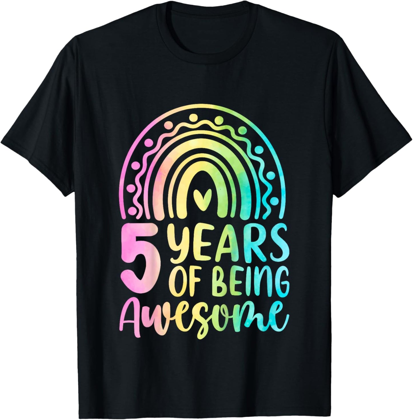 5th Birthday Shirt Girl Kid Five 5 Year Old Tie Die Birthday T-Shirt - T-Shirt | Black