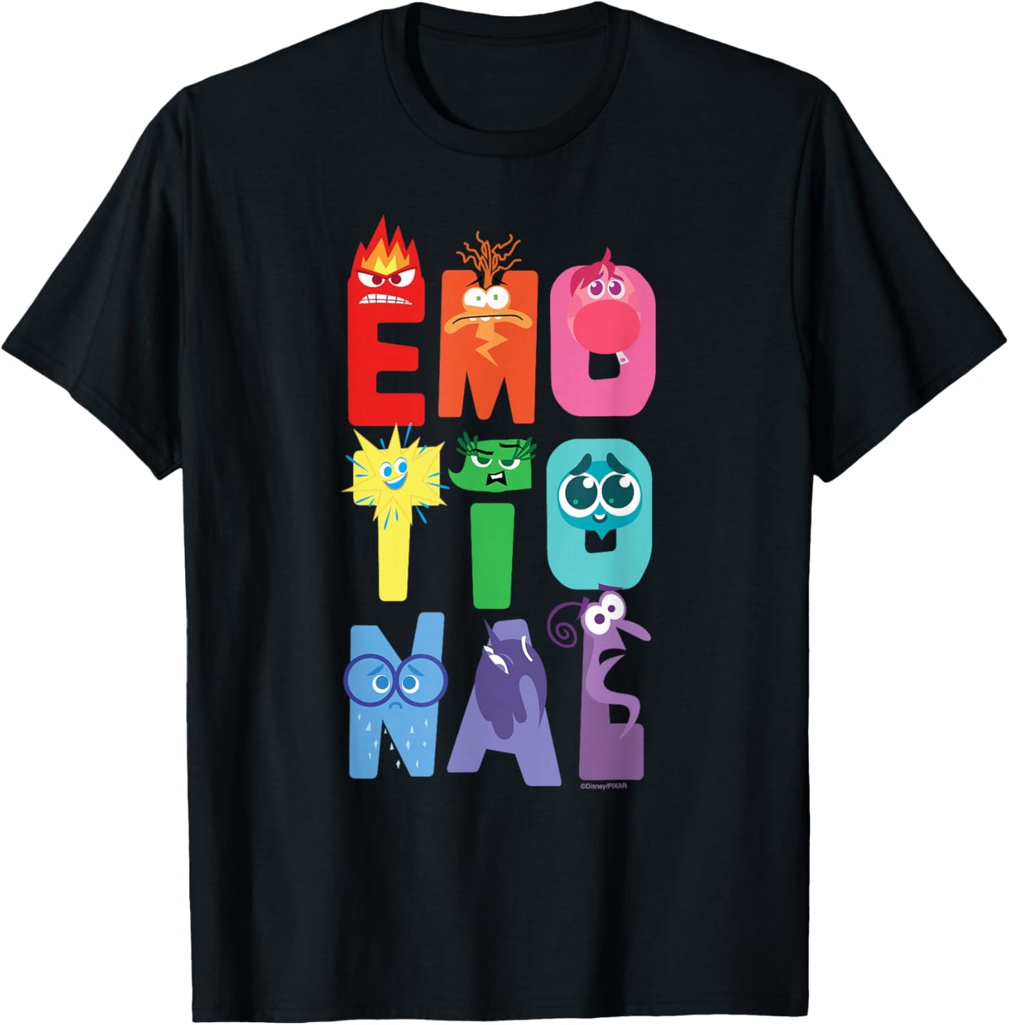 Disney and Pixar’s Inside Out 2 Letter Emotions Emotional T-Shirt - T-Shirt | Black