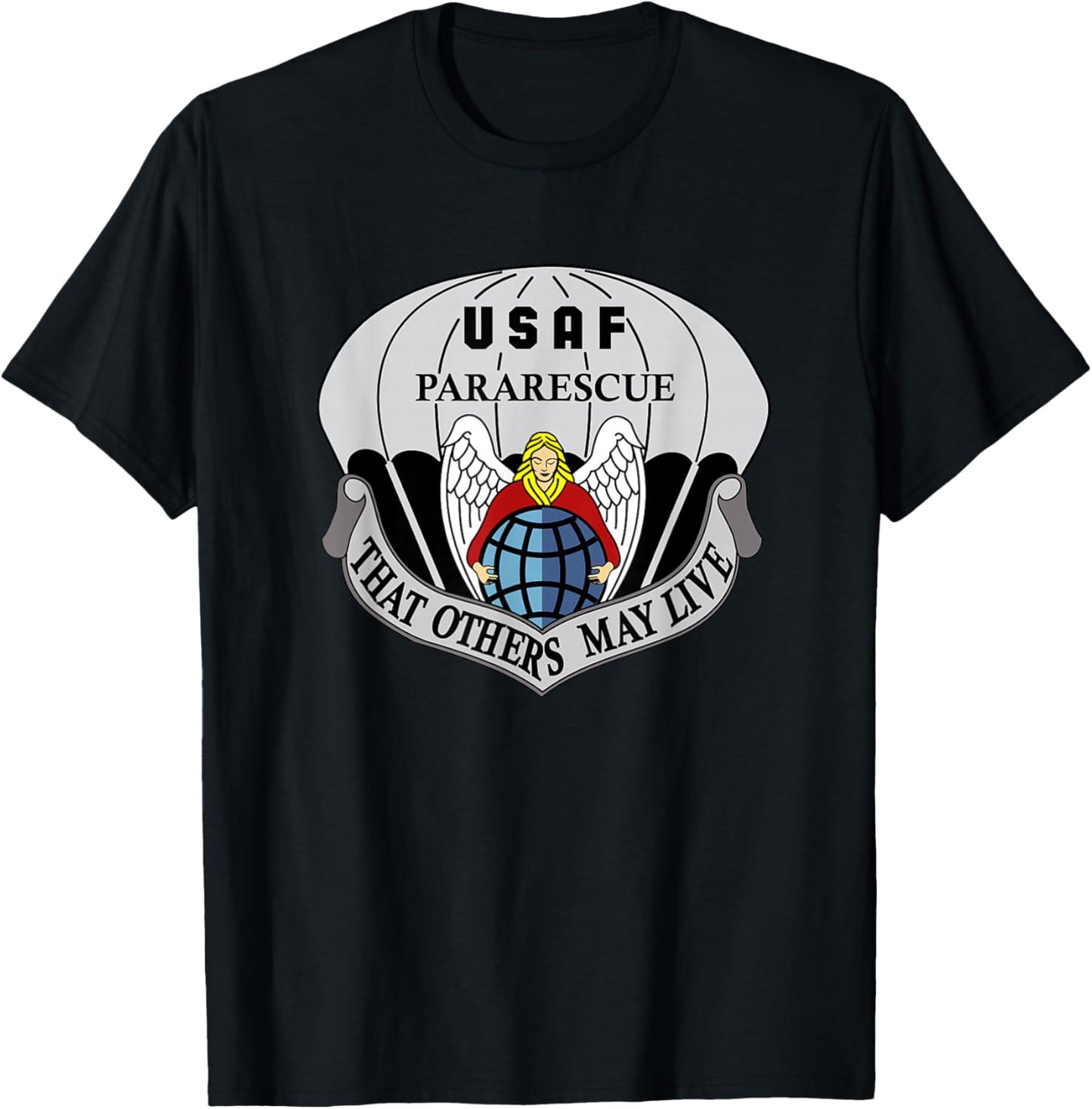 Air Force Pararescue Insignia PJ Military Veteran Patriotic T-Shirt - T-Shirt | Black