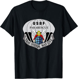 Air Force Pararescue Insignia PJ Military Veteran Patriotic T-Shirt - T-Shirt | Black