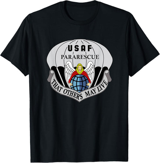 Air Force Pararescue Insignia PJ Military Veteran Patriotic T-Shirt - T-Shirt | Black