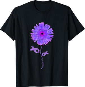 Cancer Warrior Purple Ribbon Gift Pancreatic Cancer T-Shirt - T-Shirt | Black