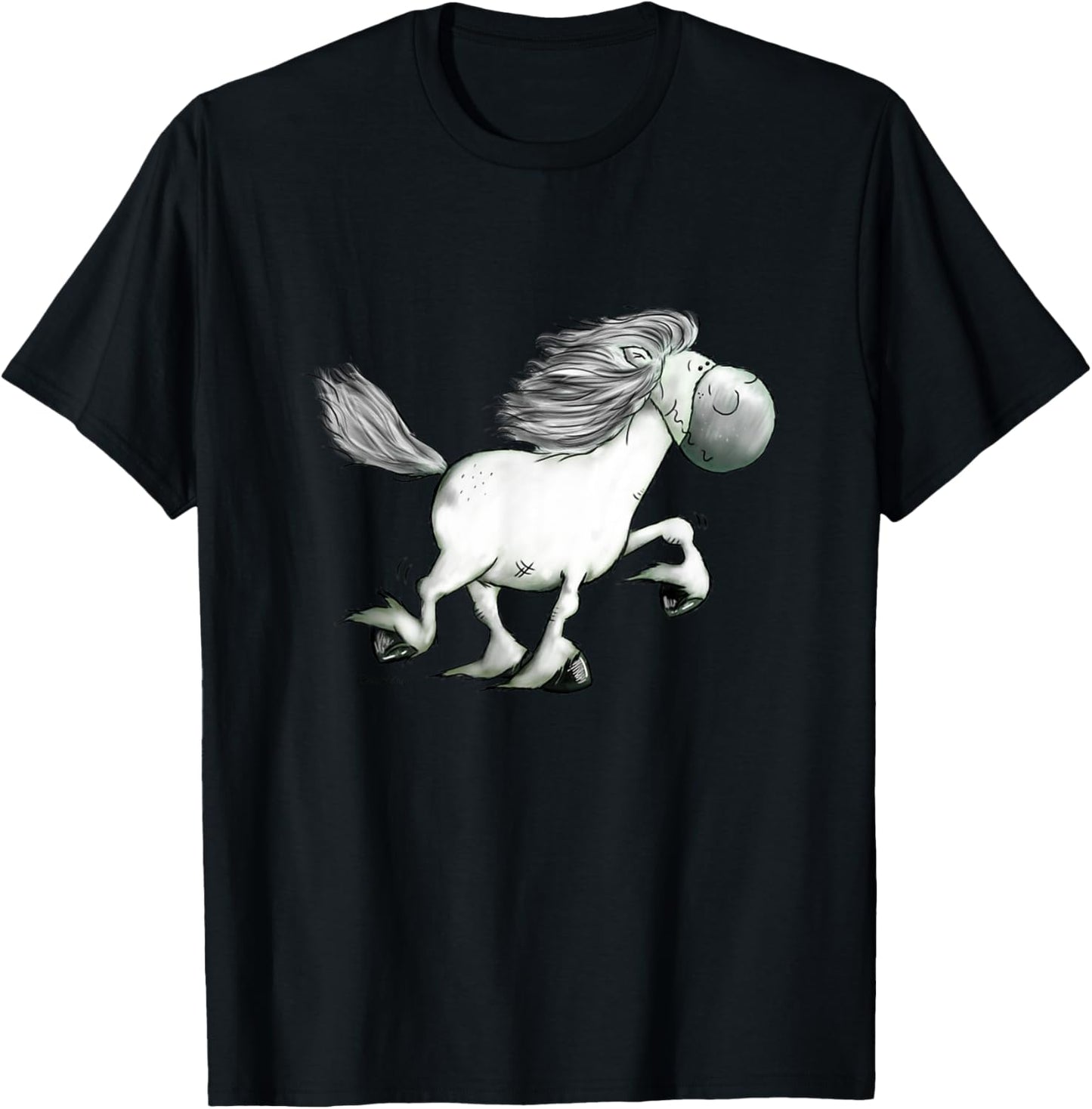 Funny Icelandic Horse Cartoon Gaited Horses Horseback Rider T-Shirt - T-Shirt | Black