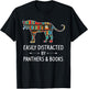 Easily Distracted By Panthers & Books Lover Gift Jaguar T-Shirt - T-Shirt | Black