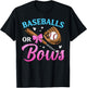 Baseball Or Bows Dad Mom Loves You Gender Reveal Party T-Shirt - T-Shirt | Black