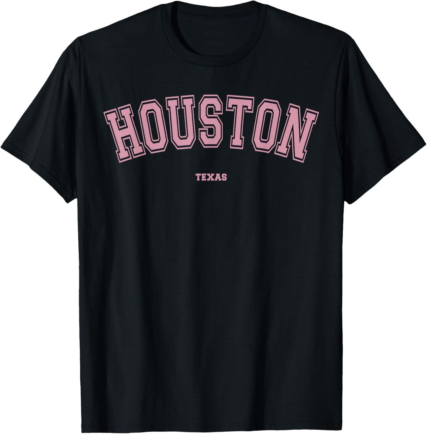 Pink Houston Texas TX Varsity Style on Houston T-Shirt - T-Shirt | Black