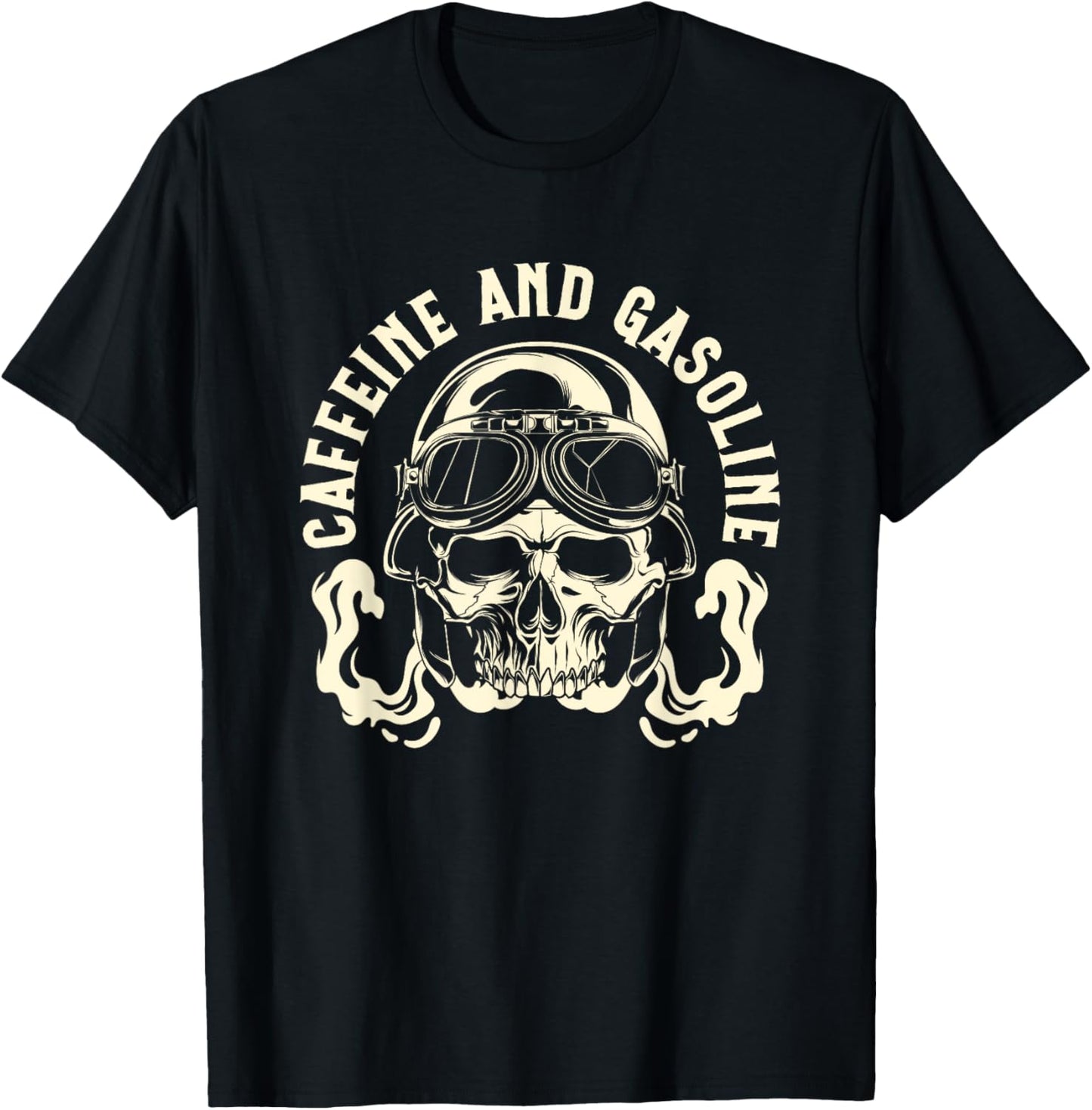 Funny Motorcycle Quote Caffeine And Gasoline T-Shirt - T-Shirt | Black