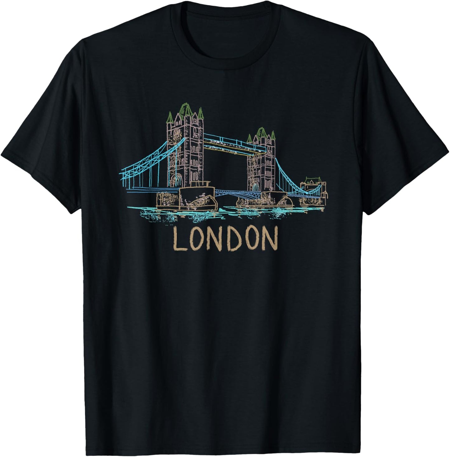 Tower Bridge London Unique Hand Drawn Art T-Shirt - T-Shirt | Black