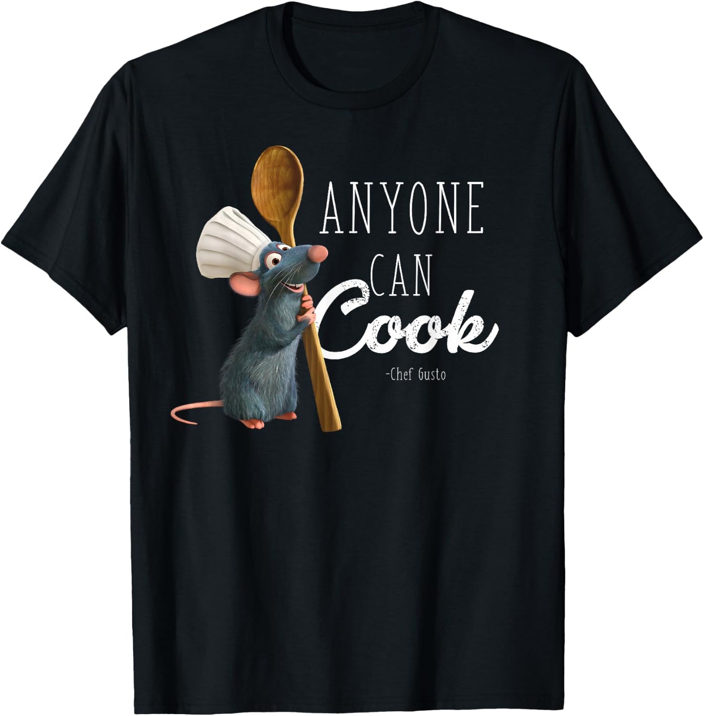 Disney Pixar Ratatouille Remy Anyone Can Cook Quote T-Shirt - T-Shirt | Black