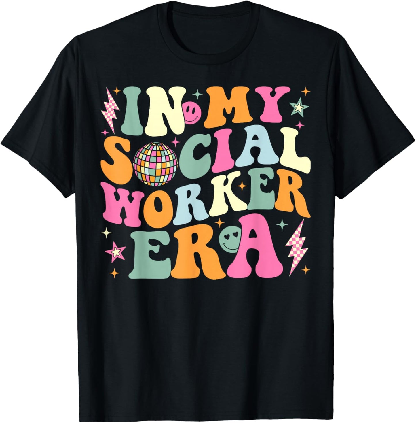 In My Social Worker Era Groovy Social Worker Graduation T-Shirt - T-Shirt | Black