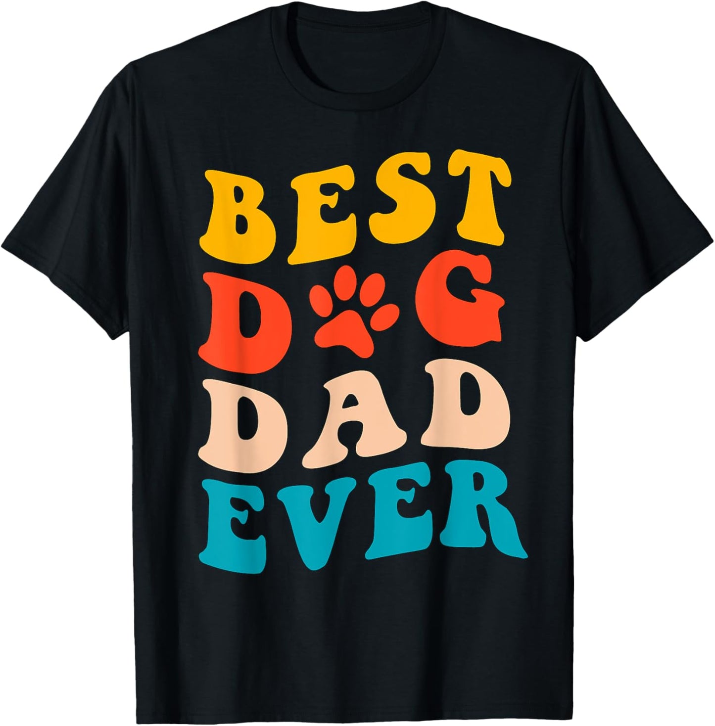 Best Dog Dad Ever T Shirt Fathers Day Dog Dad Retro Vintage T-Shirt - T-Shirt | Black