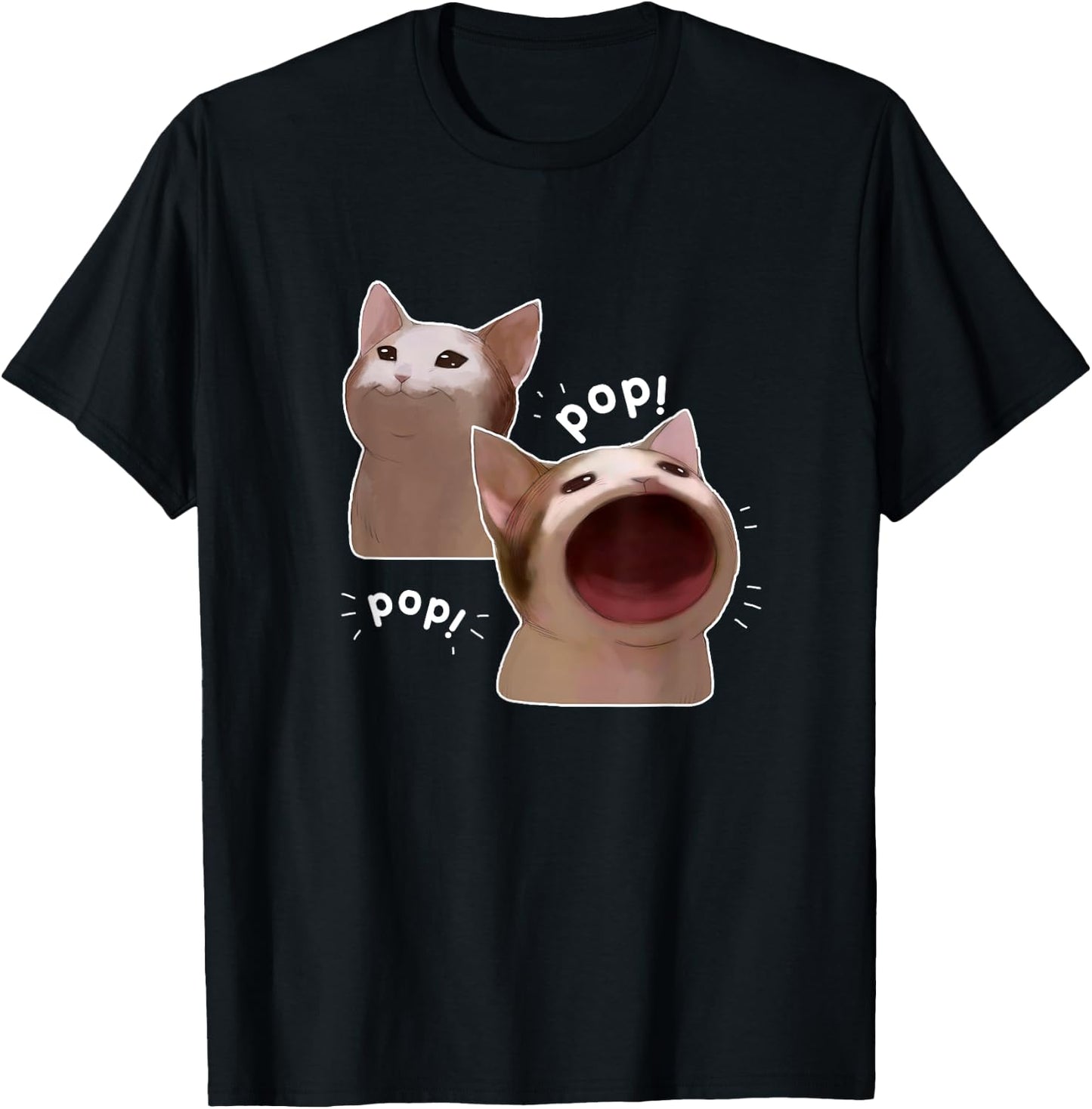 Funny Pop Cat Meme Men Women T-Shirt - T-Shirt | Black