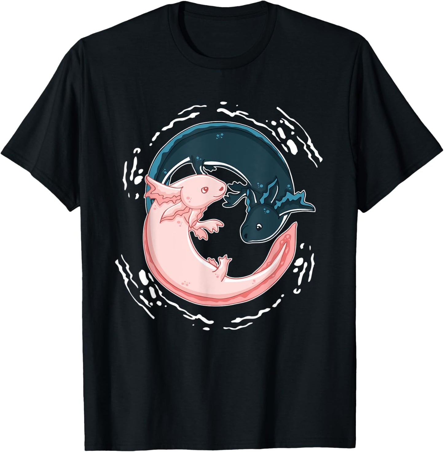 Yin Yang Axolotls Zen Axolotl Meditation Yoga Shirt T-Shirt - T-Shirt | Black