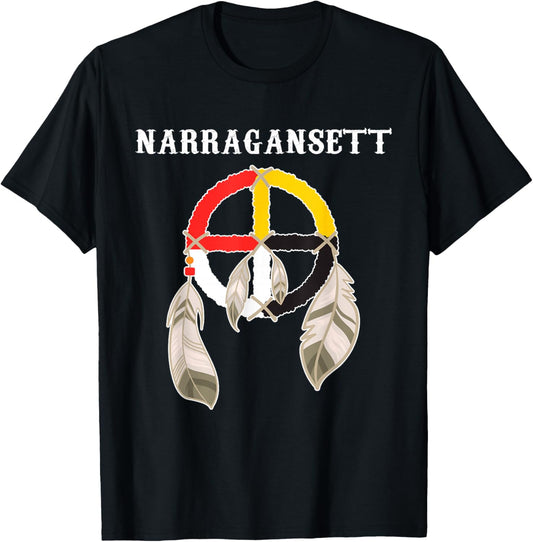 Narragansett Indian Nation Tribe Medicine wheel T-Shirt - T-Shirt | Black