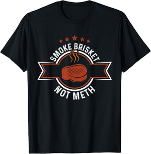 Funny Retro BBQ Smoking Meat Lover - Smoke Brisket Not Meth T-Shirt - T-Shirt | Black