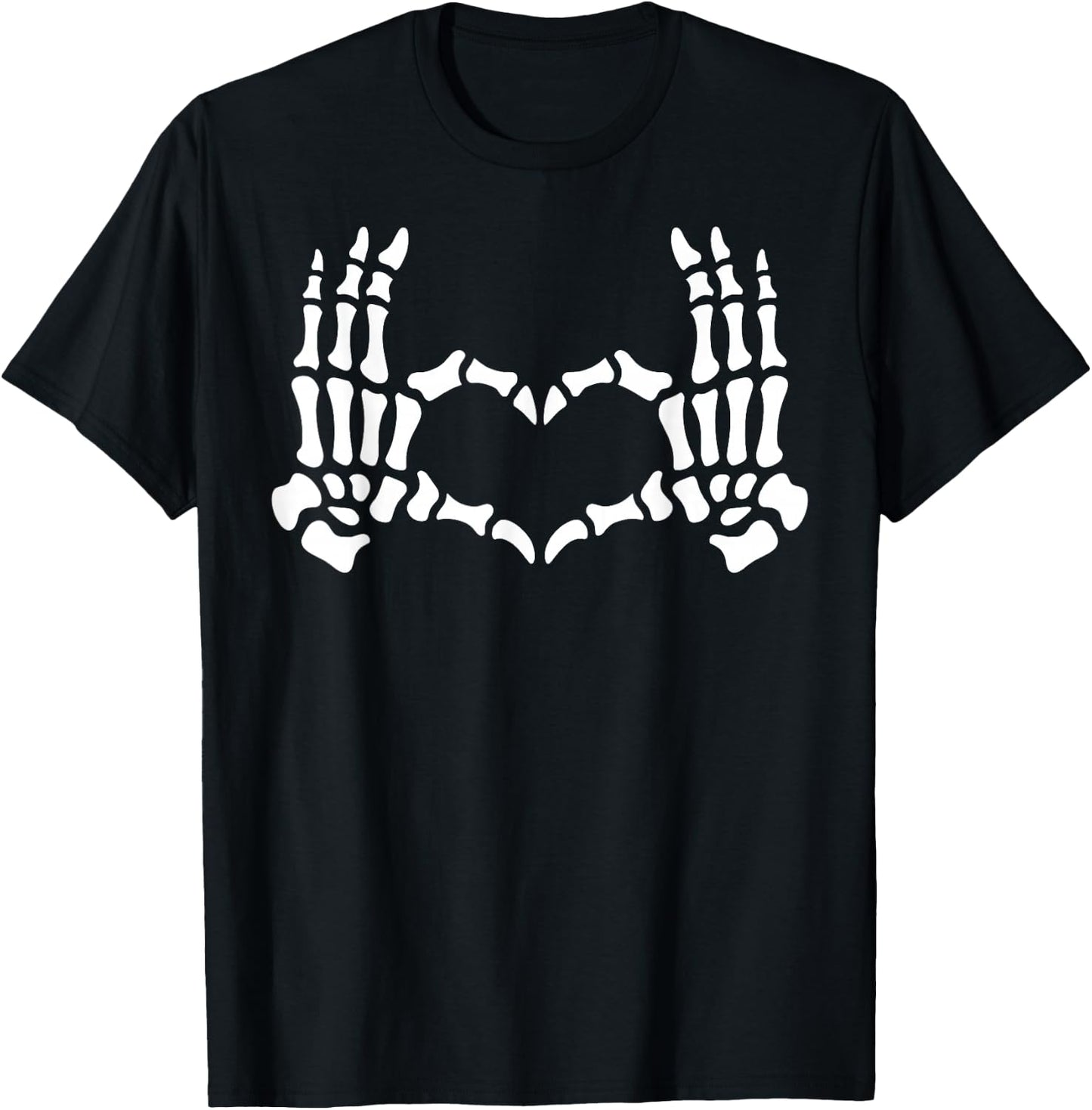 Skeleton Hands Heart Sign Retro Halloween Skeleton Hand Sign T-Shirt - T-Shirt | Black