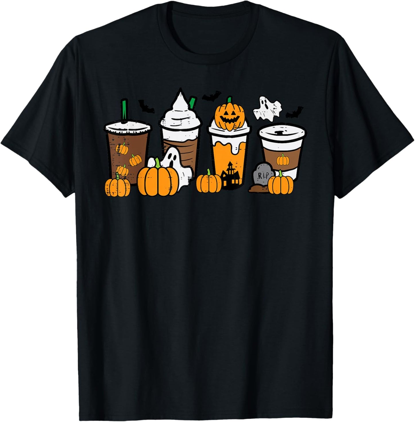 Halloween Coffee Pumpkin Spice Latte Costume Men Women Kids T-Shirt - T-Shirt | Black