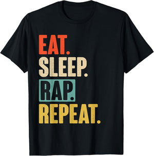 Eat Sleep Rap Repeat - Retro Vintage Rapper T-Shirt - T-Shirt | Black