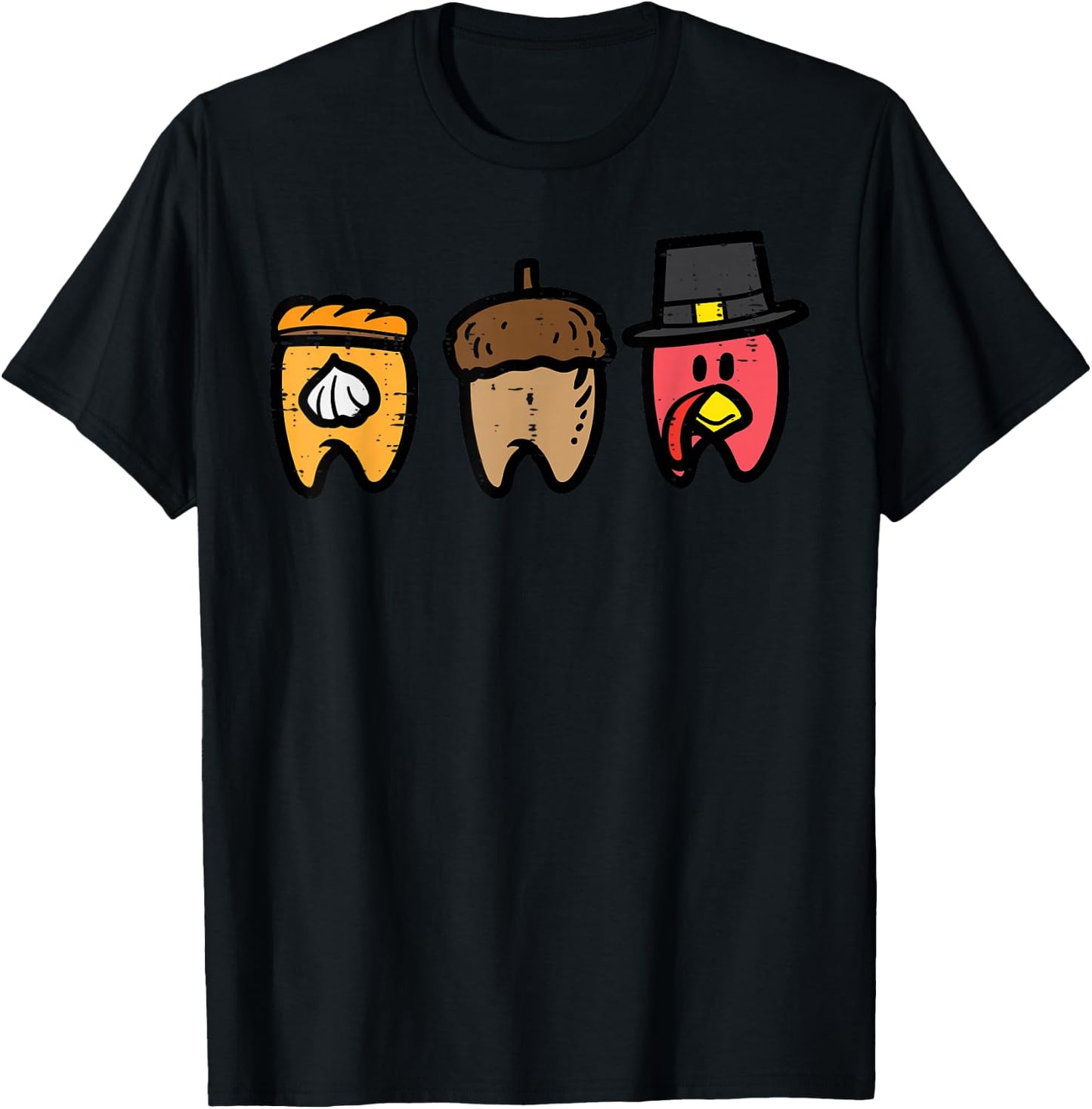 Thanksgiving Teeth Cute Fall Tooth Dental Squad Dentist T-Shirt - T-Shirt | Black