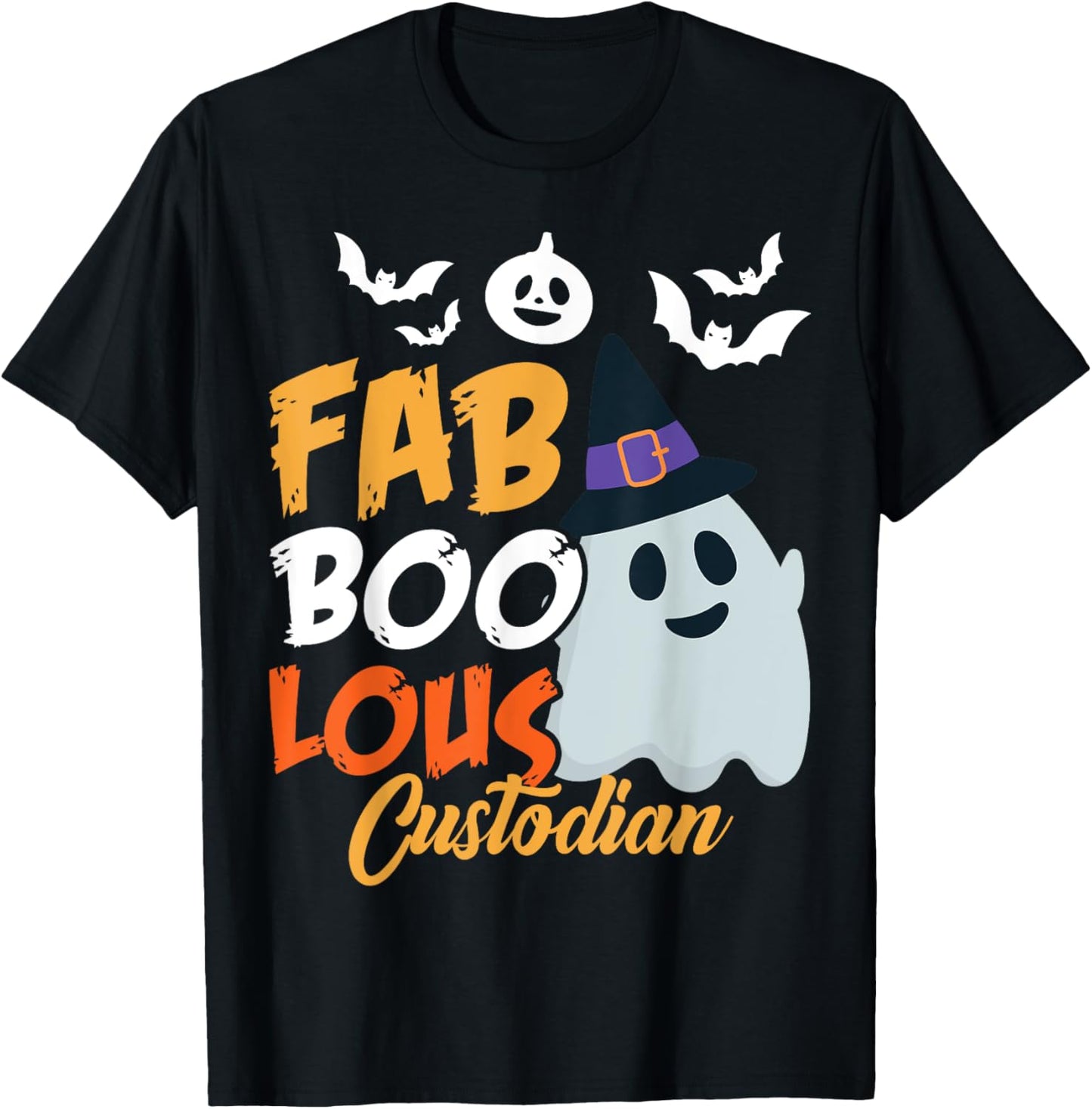 Faboolous Custodian Funny Scary Ghost Halloween Costume T-Shirt - T-Shirt | Black