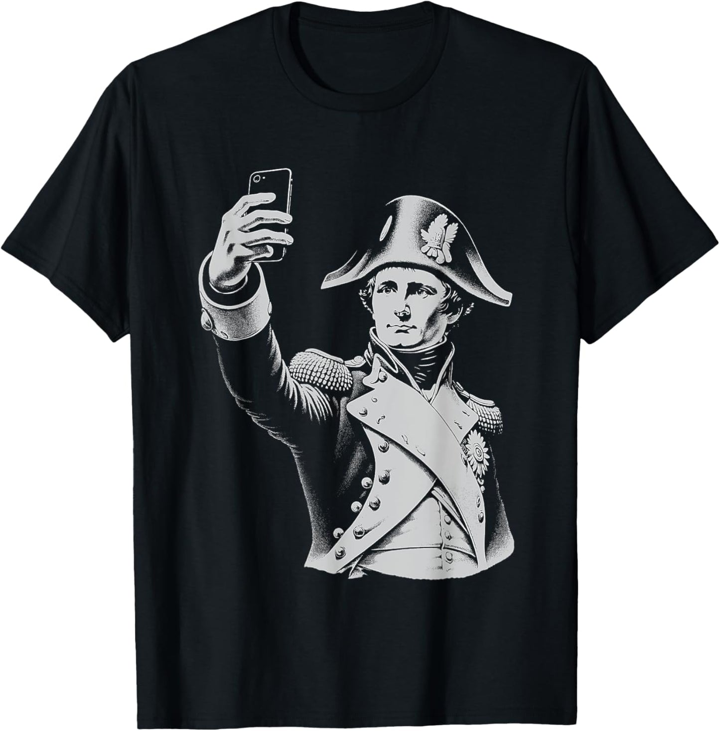 Funny Napoleon Bonaparte Taking a Selfie T-Shirt - T-Shirt | Black