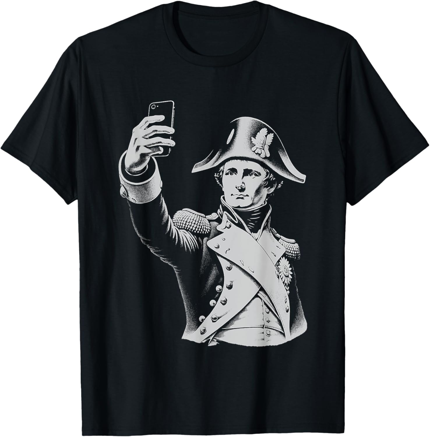 Funny Napoleon Bonaparte Taking a Selfie T-Shirt - T-Shirt | Black